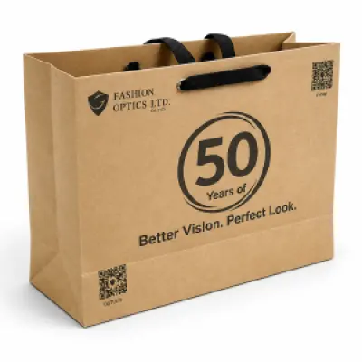 Custom Printed Kraft Paper Shopping Bag with Rope Handle | 7.5 × 9 × 3 Inch