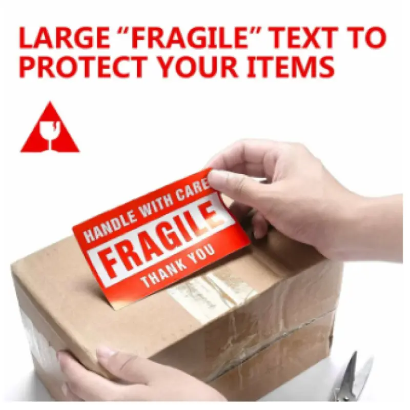 Fragile Handle with Care Sticker – Warning Label for Shipping Boxes & Packages | Care Mark Adhesive Label Roll | 3x2 inch
