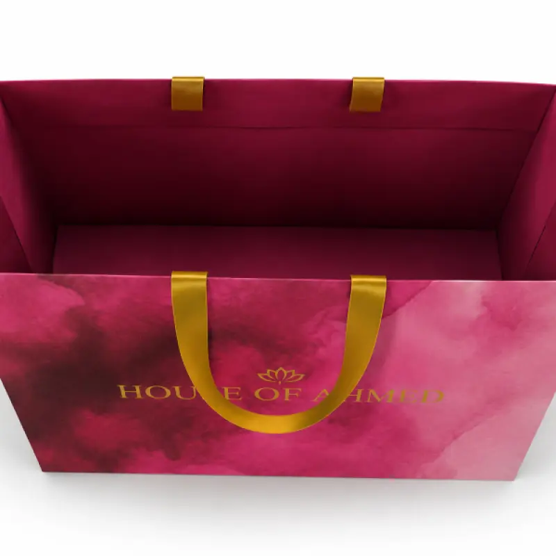 Custom Paper Shopping Bag with Satin Ribbon Handle | 12 × 15 × 5 Inch