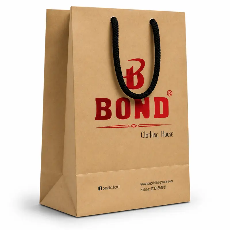 Custom Kraft Paper Shopping Bag with Rope Handle | 9 × 6 × 3 Inch