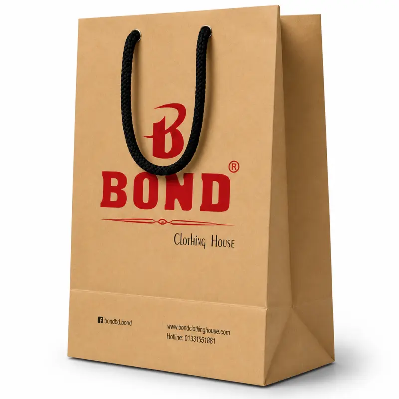 Custom Kraft Paper Shopping Bag with Rope Handle | 9 × 6 × 3 Inch