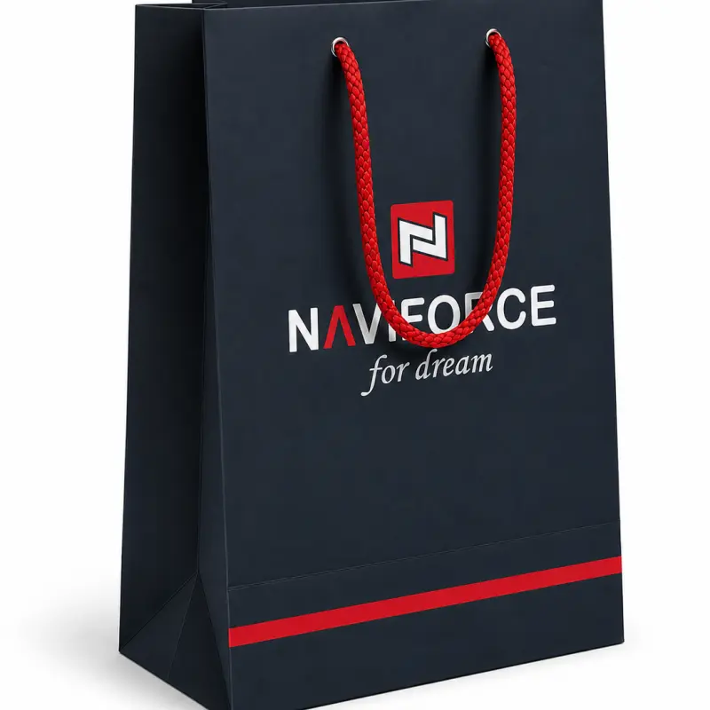 Premium Custom Paper Shopping Bag with Rope Handle | Navy Blue | Custom Printed