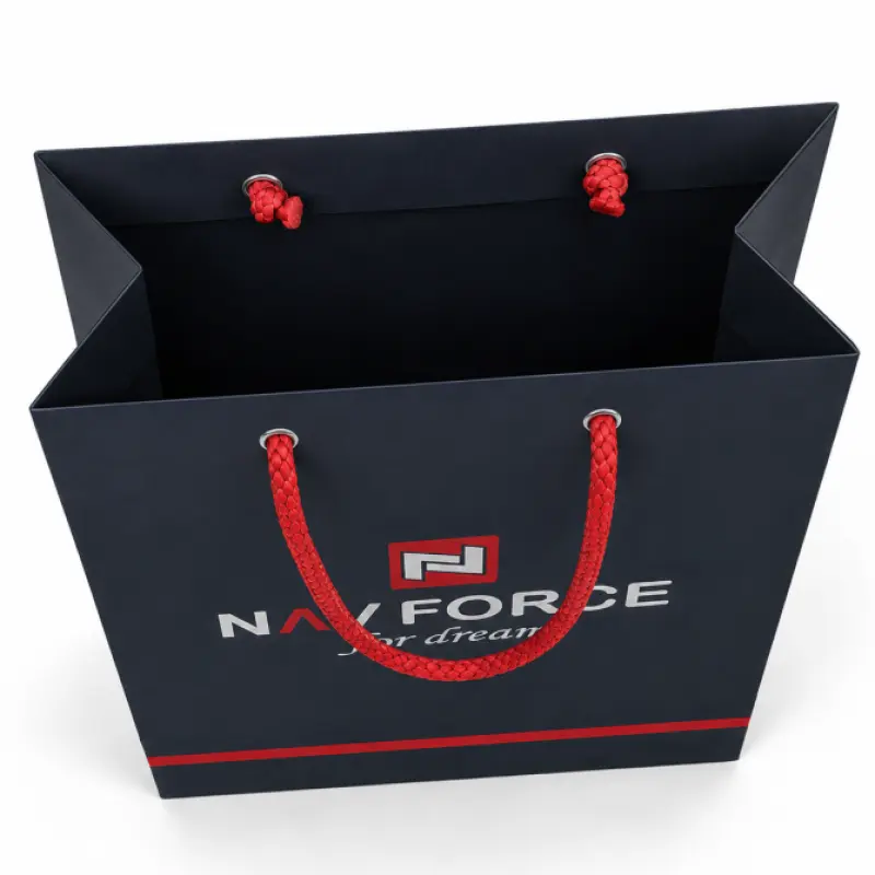 Premium Custom Paper Shopping Bag with Rope Handle | Navy Blue | Custom Printed