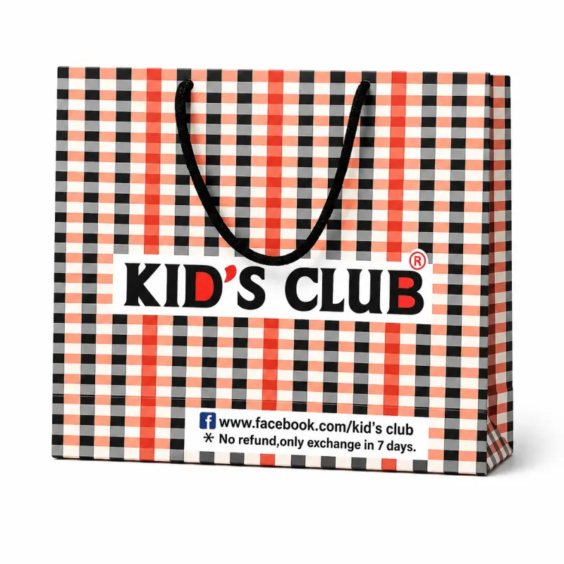 Custom Printed Premium Paper Shopping Bag – Kid's Club Style | 13 × 10.25 × 3 Inch