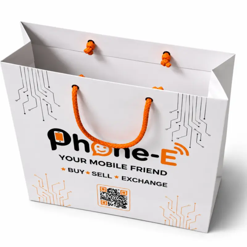Custom Printed White Paper Shopping Bag with Rope Handle | Premium Retail Carry Bag (9.5 × 7 × 3.5 Inch)