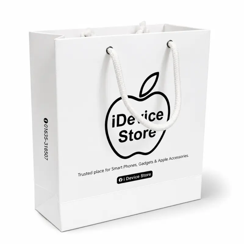 Custom Printed White Paper Shopping Bag with Rope Handle | Premium Retail Packaging (10 × 8.5 × 3 Inch)