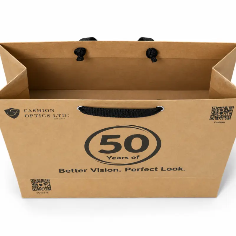 Custom Printed Kraft Paper Shopping Bag with Rope Handle | 7.5 × 9 × 3 Inch