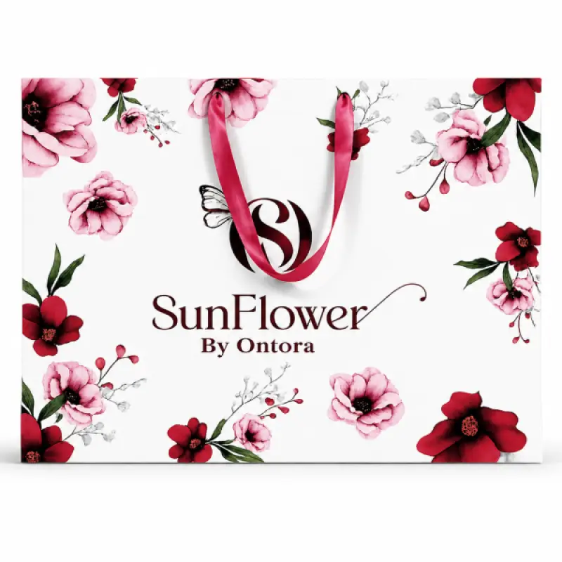 Signature Floral Printed Paper Shopping Bag | Custom Brand Packaging | 21 × 15 × 4 Inch